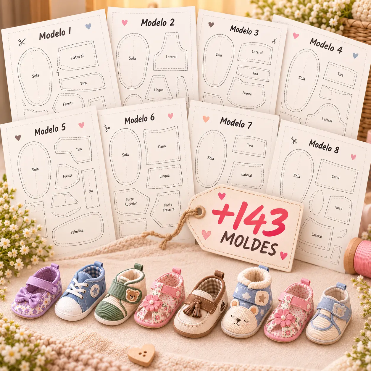 Colección de más de 150 moldes de zapatitos de bebé